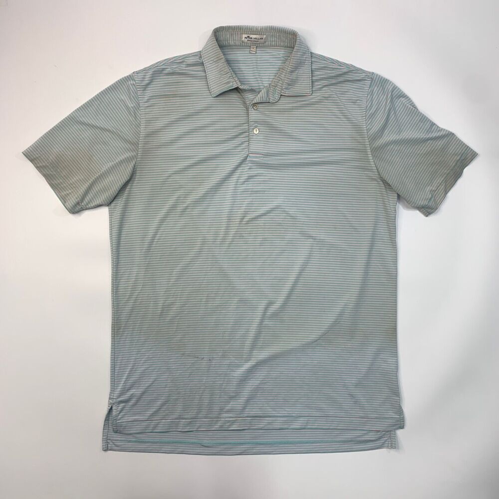 Peter Millar Polo Shirt Mens L Large Blue Pink Performance Summer Comfort *READ - Picture 2 of 16